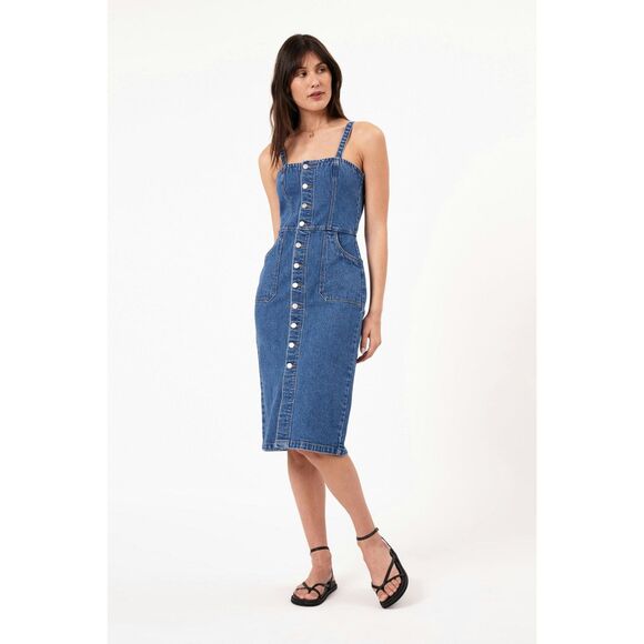 ROLLA'S Denim Venice Midi Dress Vintage Blue‎ Sz 10/M - Picture 1 of 7